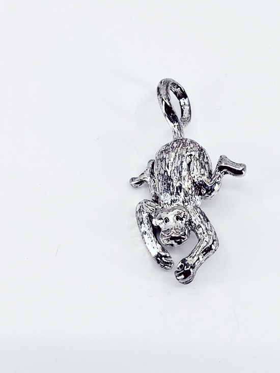 hanging monkey pendant charm or brooch Other - C4003 Silver Monkey Charm Pendant Or Brooch Polished Silver Color 2" Long